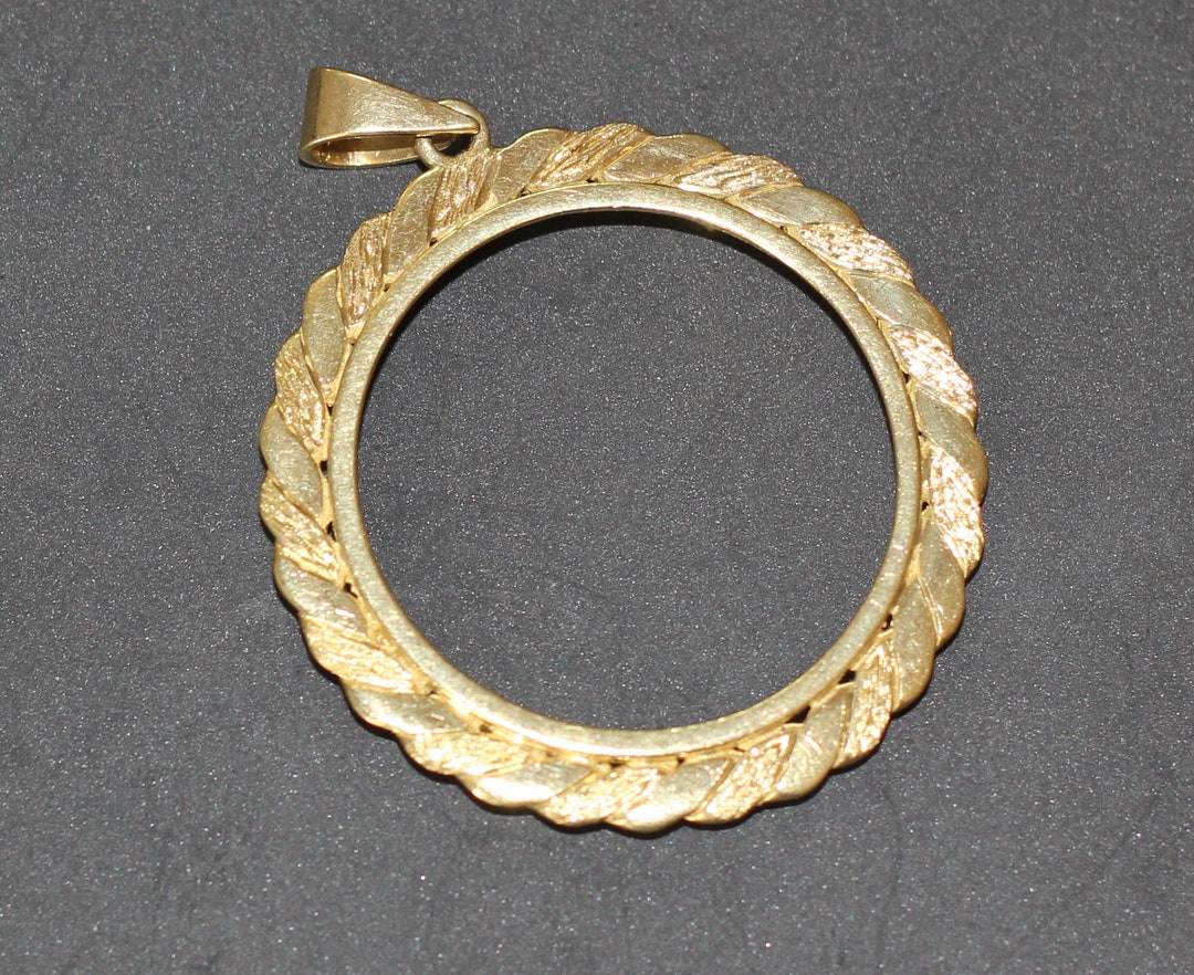 18 Ct Solid Gold Coin Holder Pendant Etsy