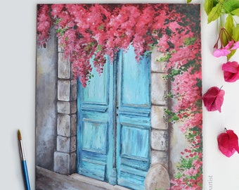 Mediterranean - Original Acrylic Painting on Canvas Board, /12x16 in/, unframed , Colorful Artwork