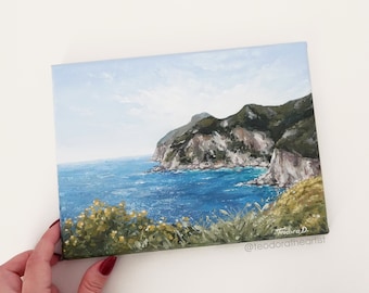 Original Painting on Canvas | Corfu Greece Painting | Greece Wall Art | Seascape Acrylic Painting | Coastline Painting | Ocean Wall Art