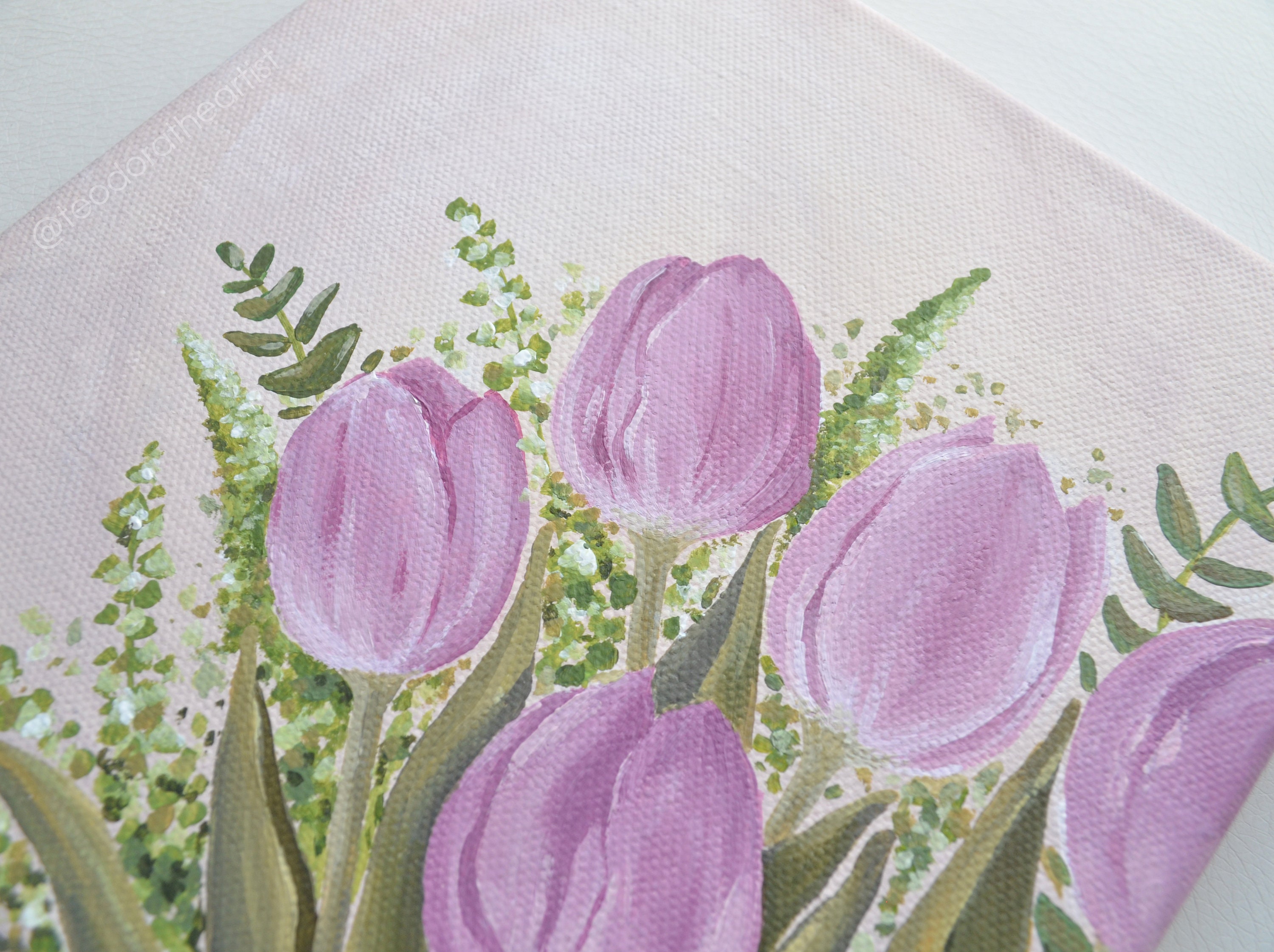 Original Acrylic Painting Tulip Flowers | Floral Painting Tulip Wall ...