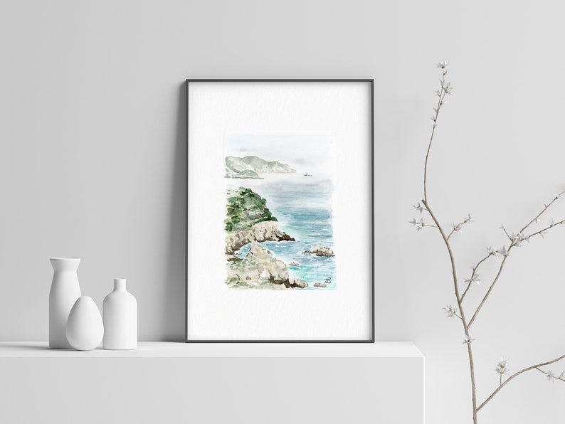 Original Watercolor Art Coastal Painting Beach Decor Etsy