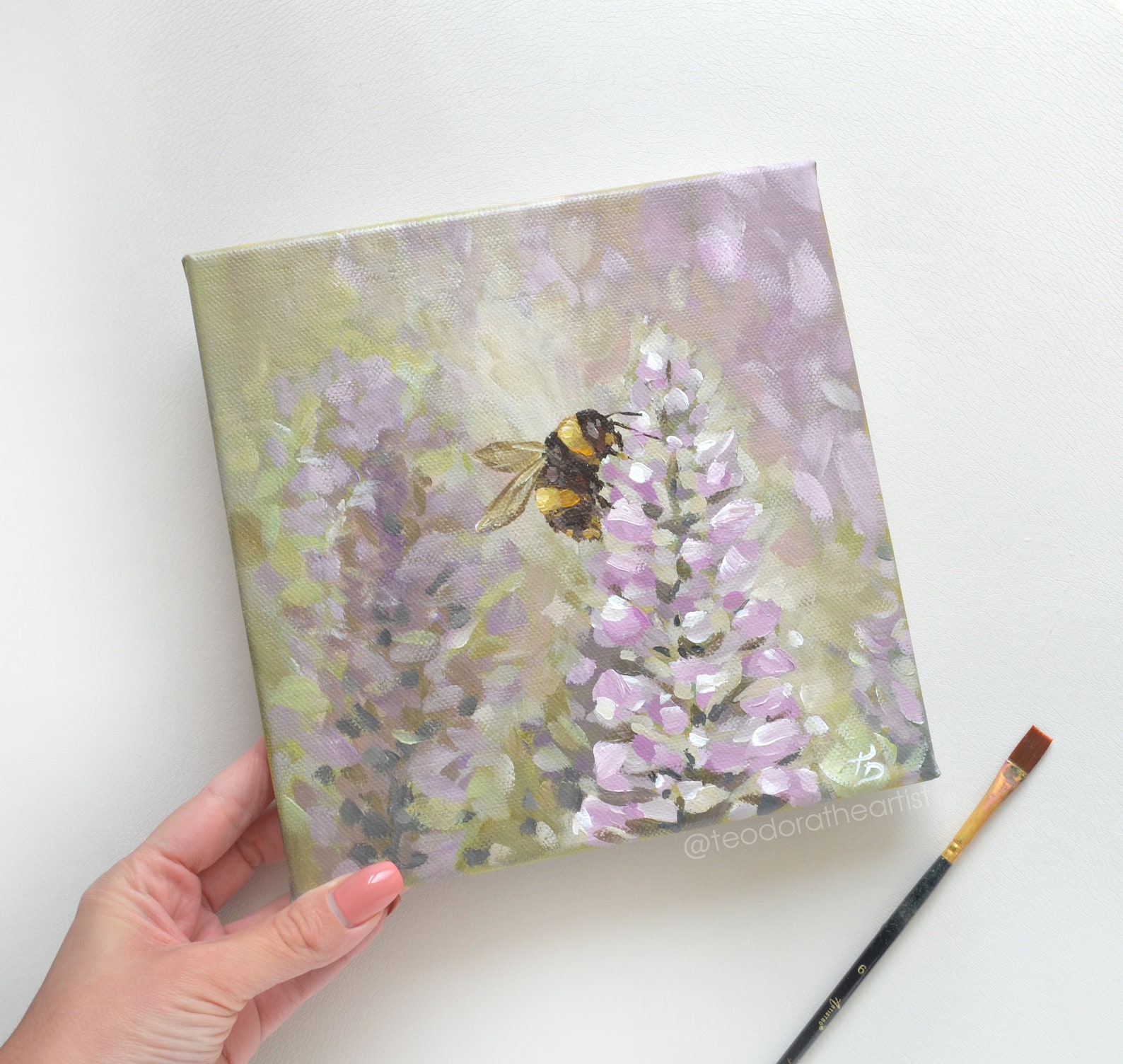 Original Acrylic Painting on Small Canvas Bumble Bee Art - Etsy