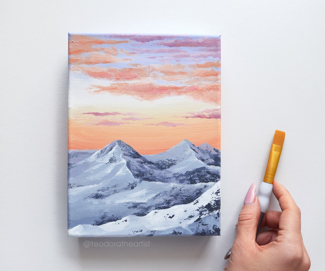 Small Canvas Artwork | Original Acrylic Painting on Canvas- Snowy ...