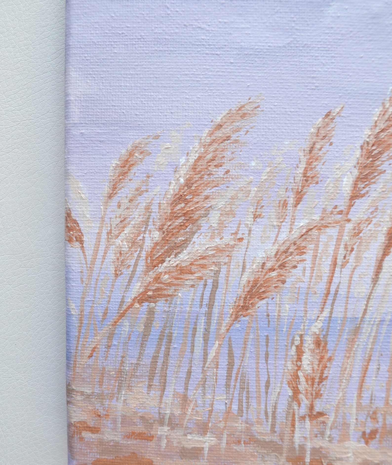 Pampas Grass Original Art Acrylic Painting Purple Coastal Wall Art