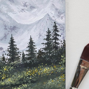 Acrylic Painting on Canvas | Small Canvas Art | Snowy Mountain & Pine ...