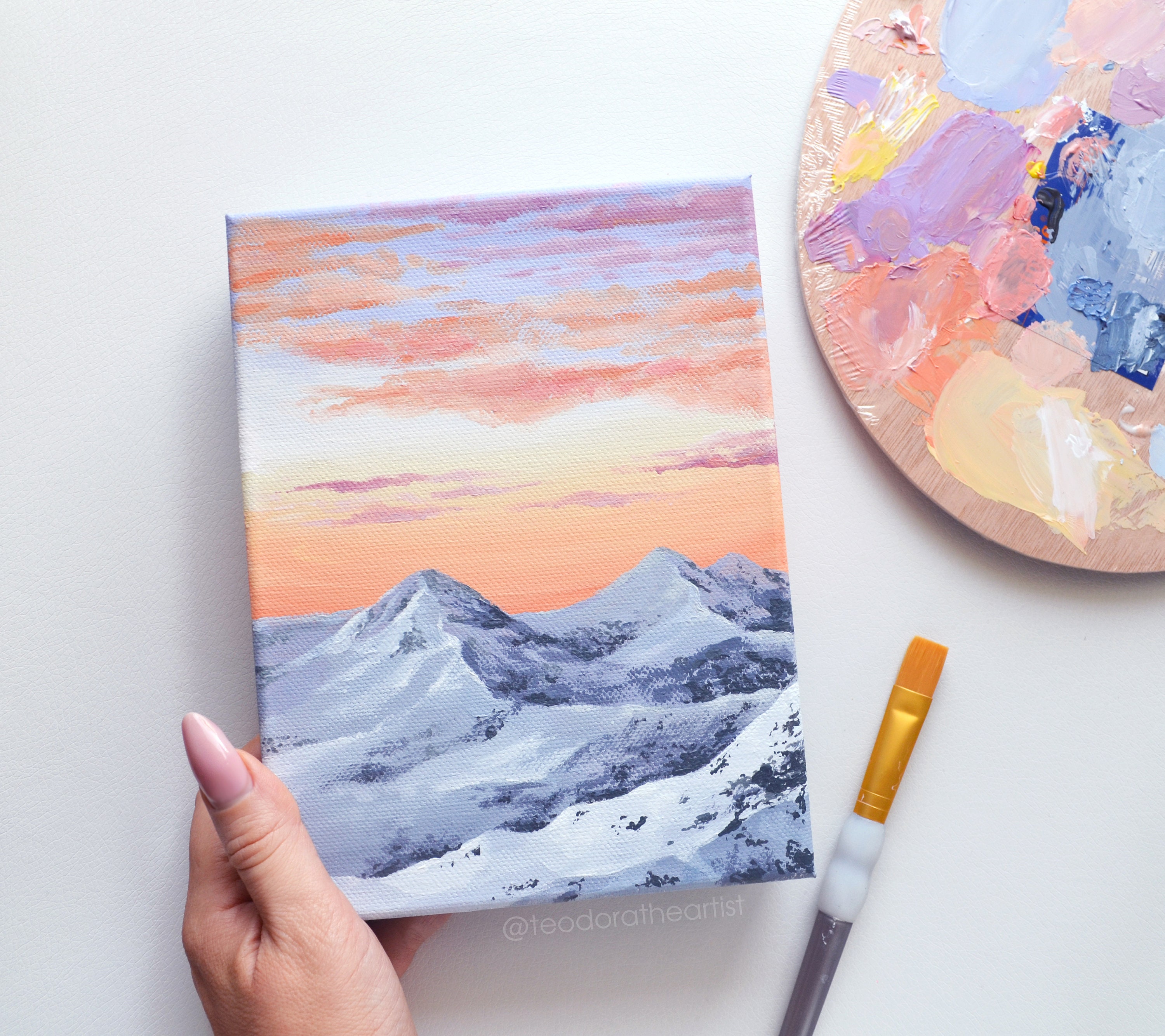 Small Canvas Artwork | Original Acrylic Painting on Canvas- Snowy ...