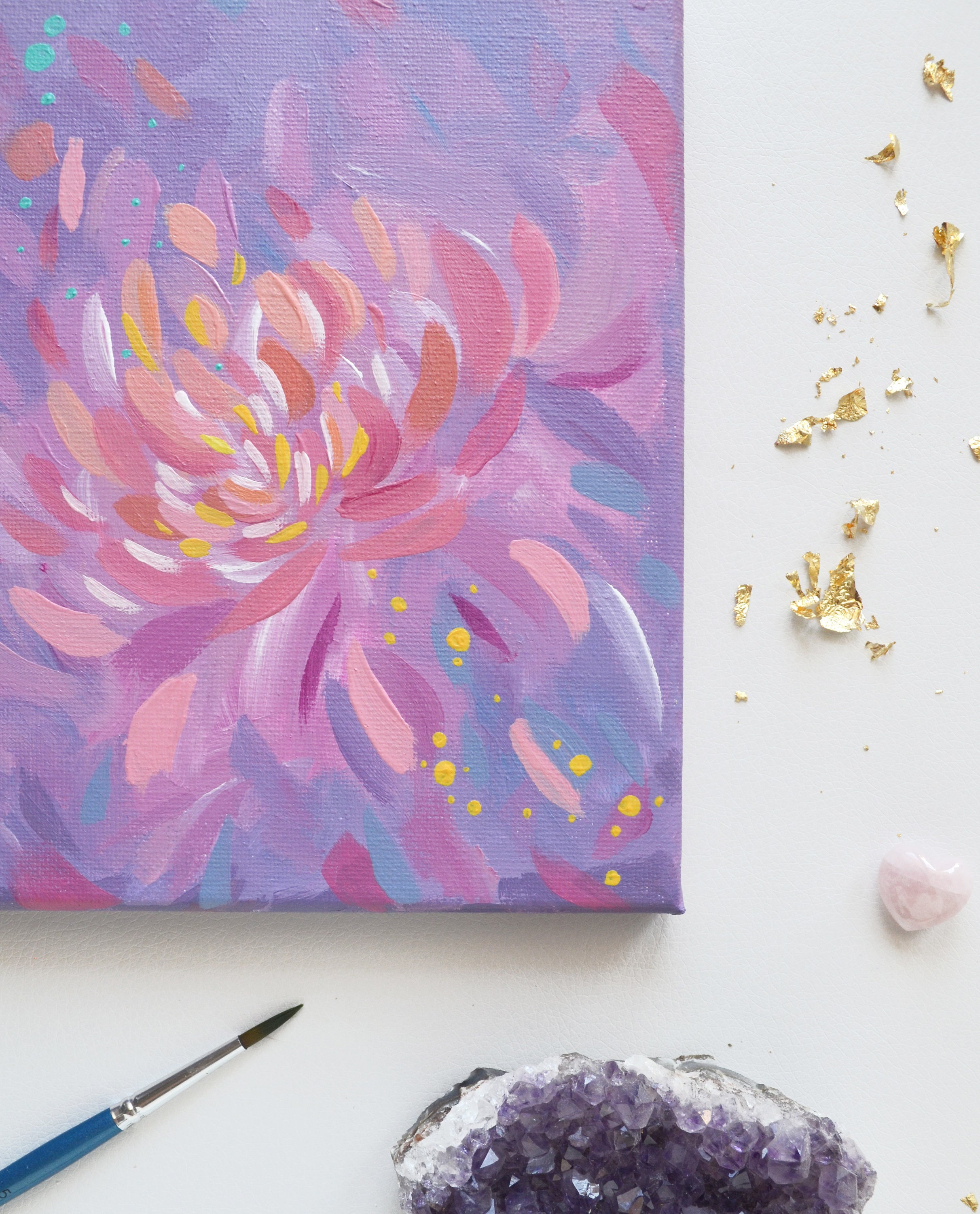 Lotus Flower Abstract Painting Small Canvas Art Aesthetic  Etsy