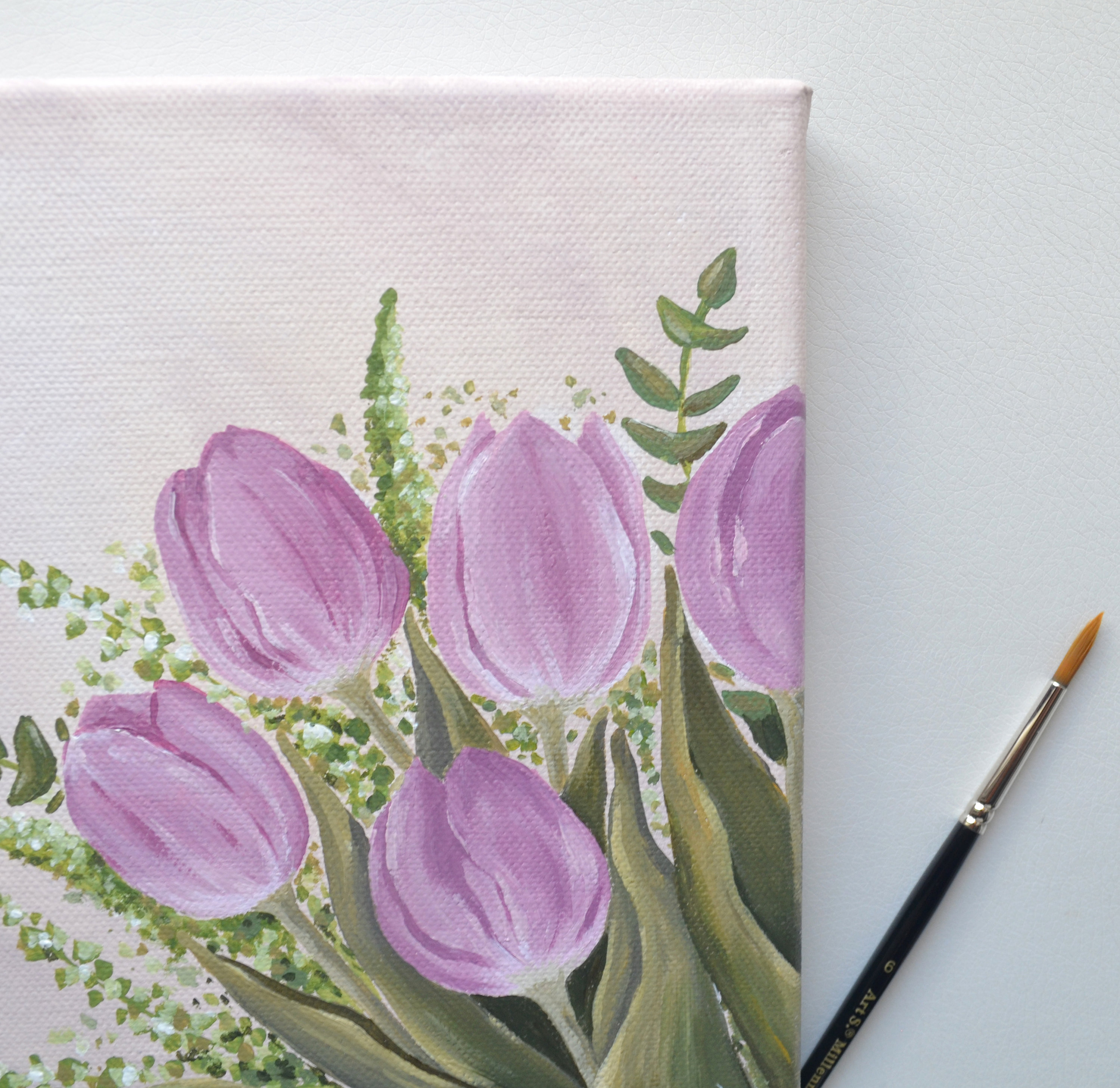Original Acrylic Painting Tulip Flowers | Floral Painting Tulip Wall ...