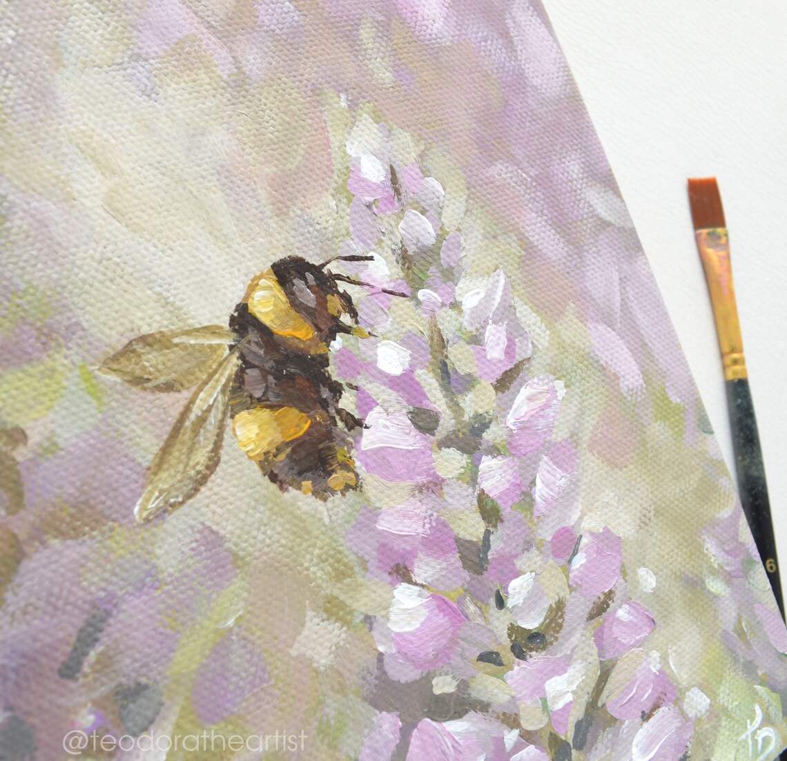 Original Acrylic Painting on Small Canvas Bumble Bee Art - Etsy