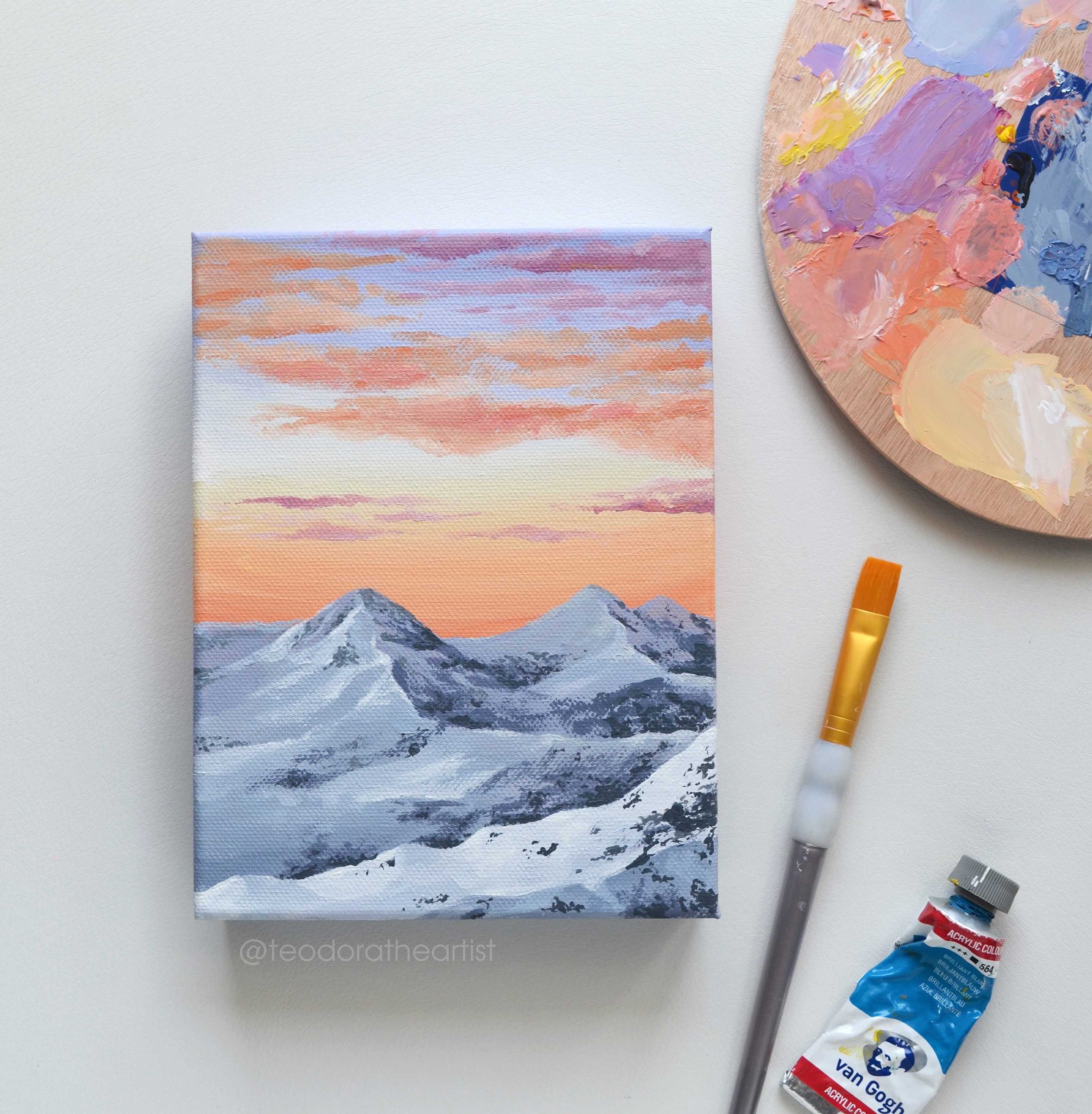 Small Canvas Artwork | Original Acrylic Painting on Canvas- Snowy ...