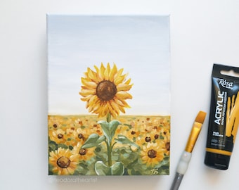 Sunflowers Acrylic Painting on Canvas | Original Art Summer Decor| Sunflower Decor Kitchen Wall Art | Sunflower Gifts