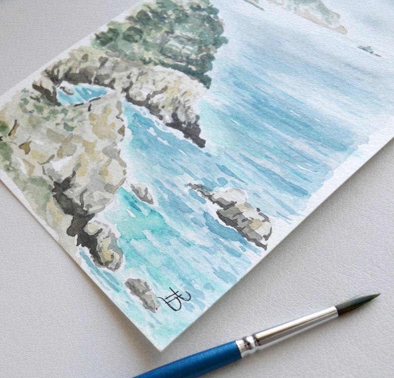 Original Watercolor Art Coastal Painting Beach Decor Etsy