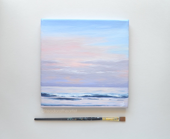 キャンバスに描かれたオリジナルアクリル画 | 海のウォールアート