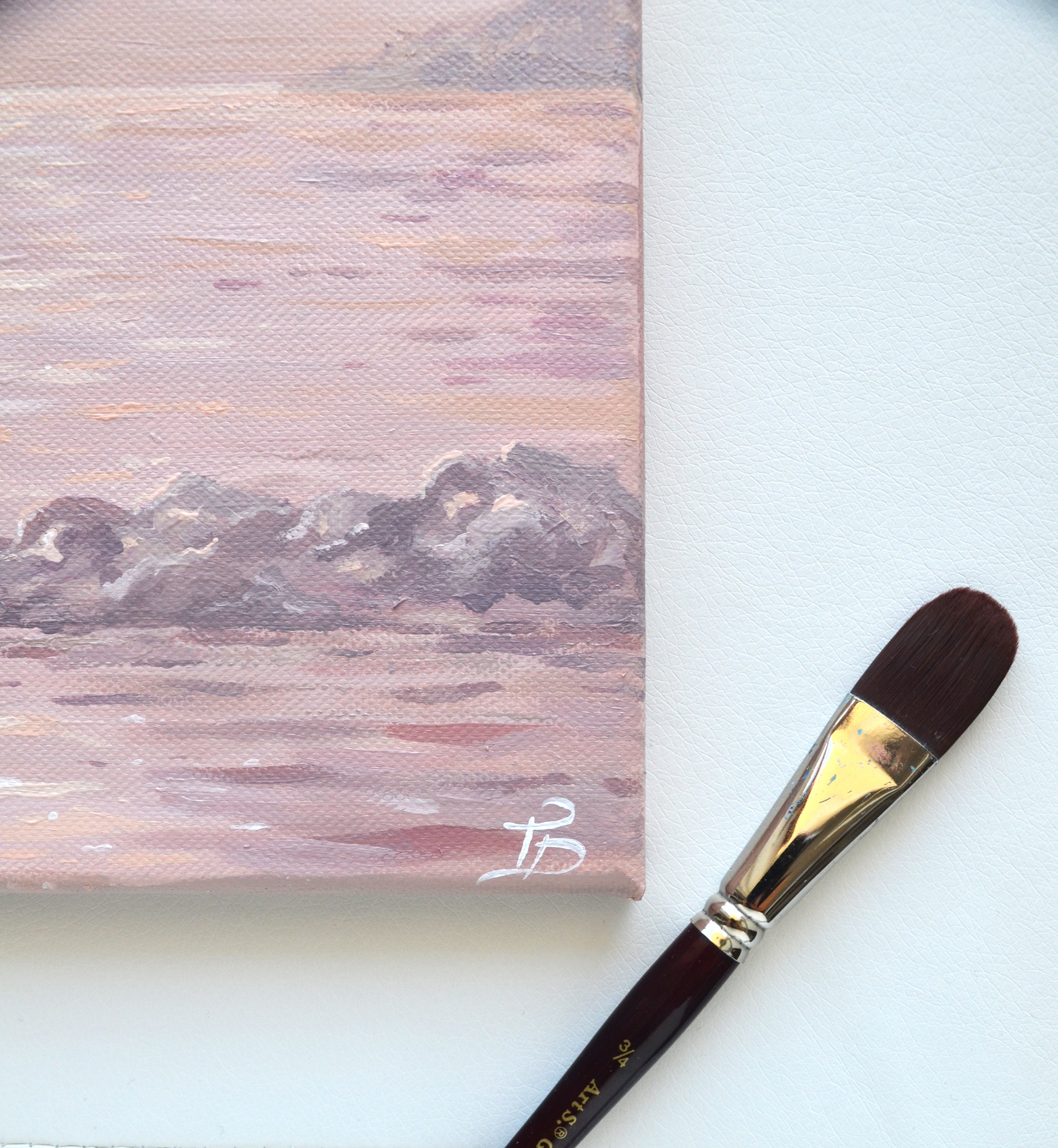 Acrylic Painting on Canvas- Pink Ocean Art - Sunset Wall Art - Original ...