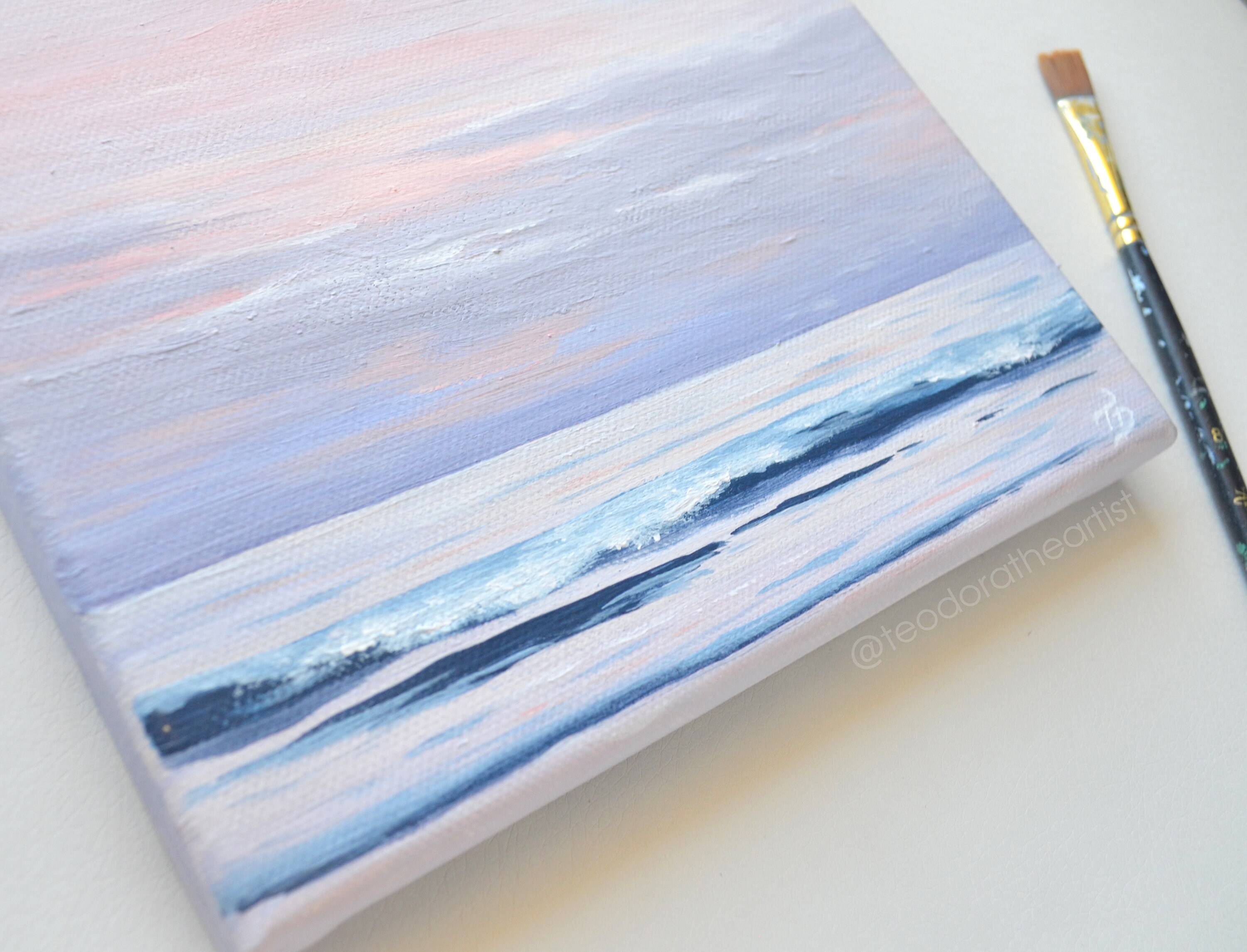 キャンバスに描かれたオリジナルアクリル画 | 海のウォールアート