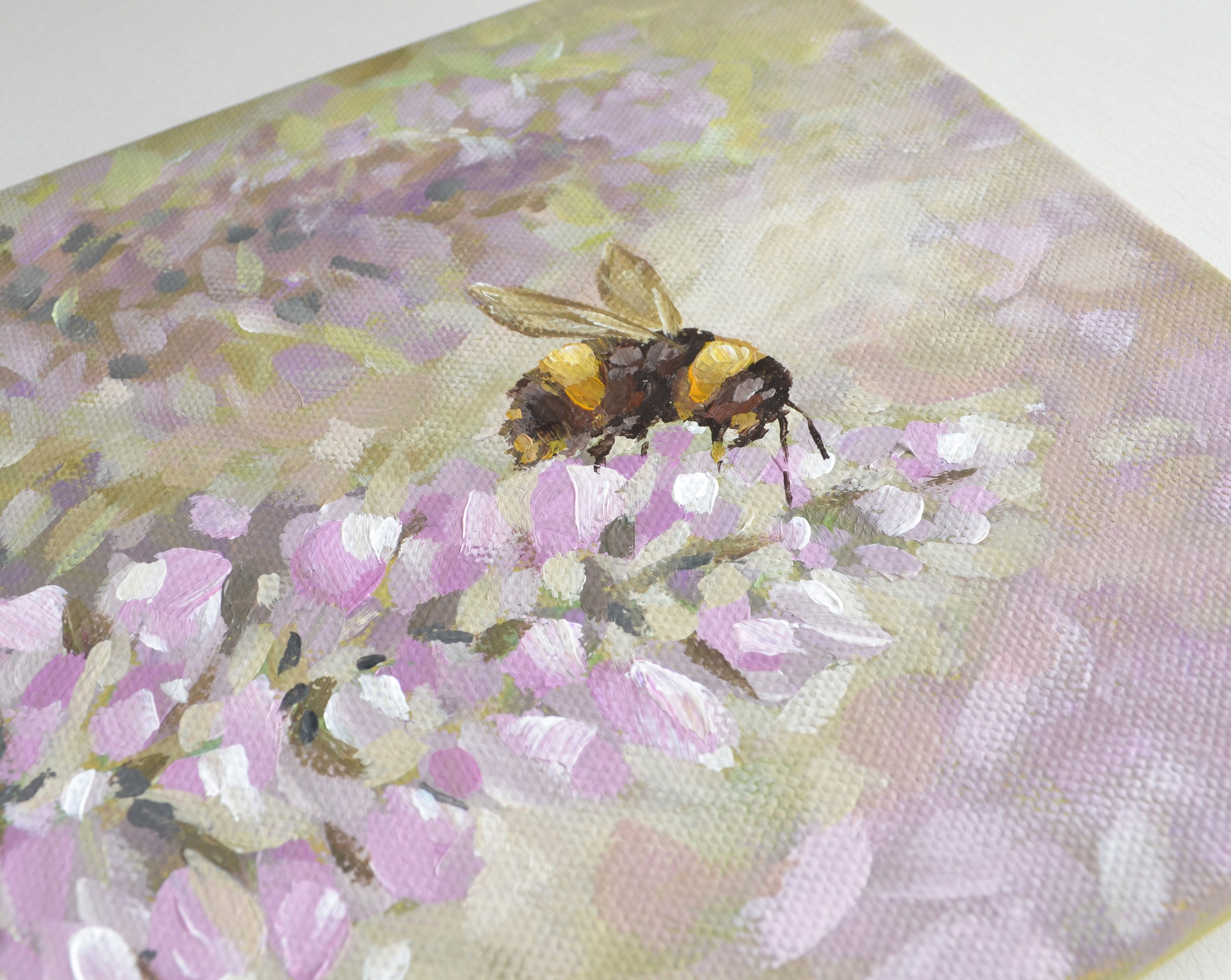 Original Acrylic Painting on Small Canvas Bumble Bee Art - Etsy