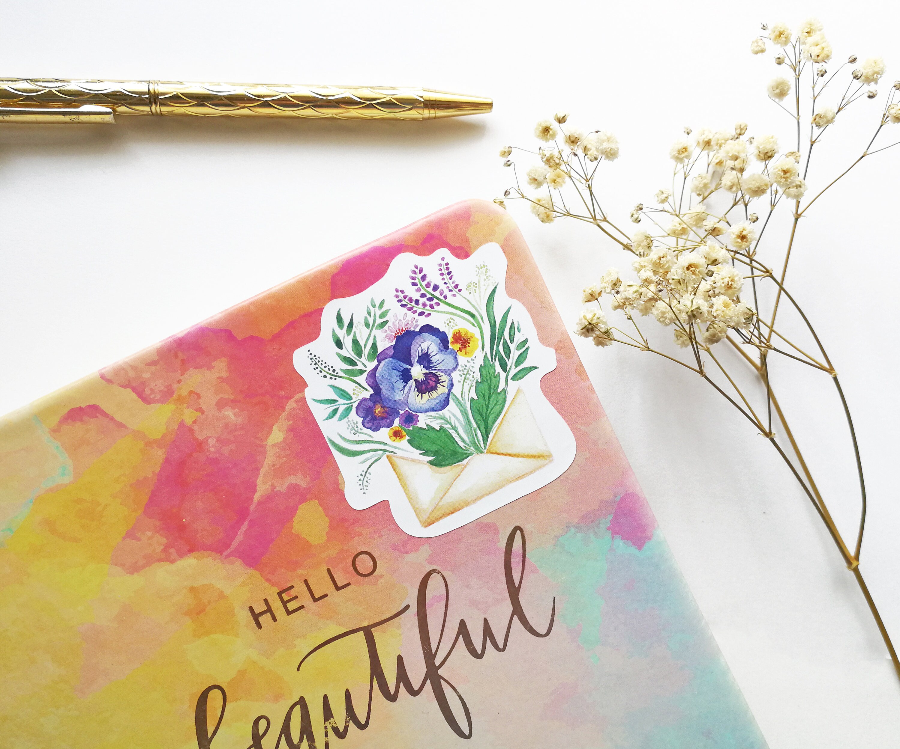 Floral Stickers Cute Watercolor Flowers Glossy Planner - Etsy
