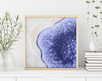 Amethyst Crystal Geode Original Acrylic Painting on Canvas | Crystal Wall Art Bohemian Wall Decor | Amethyst Wall Art | Boho Wall Art