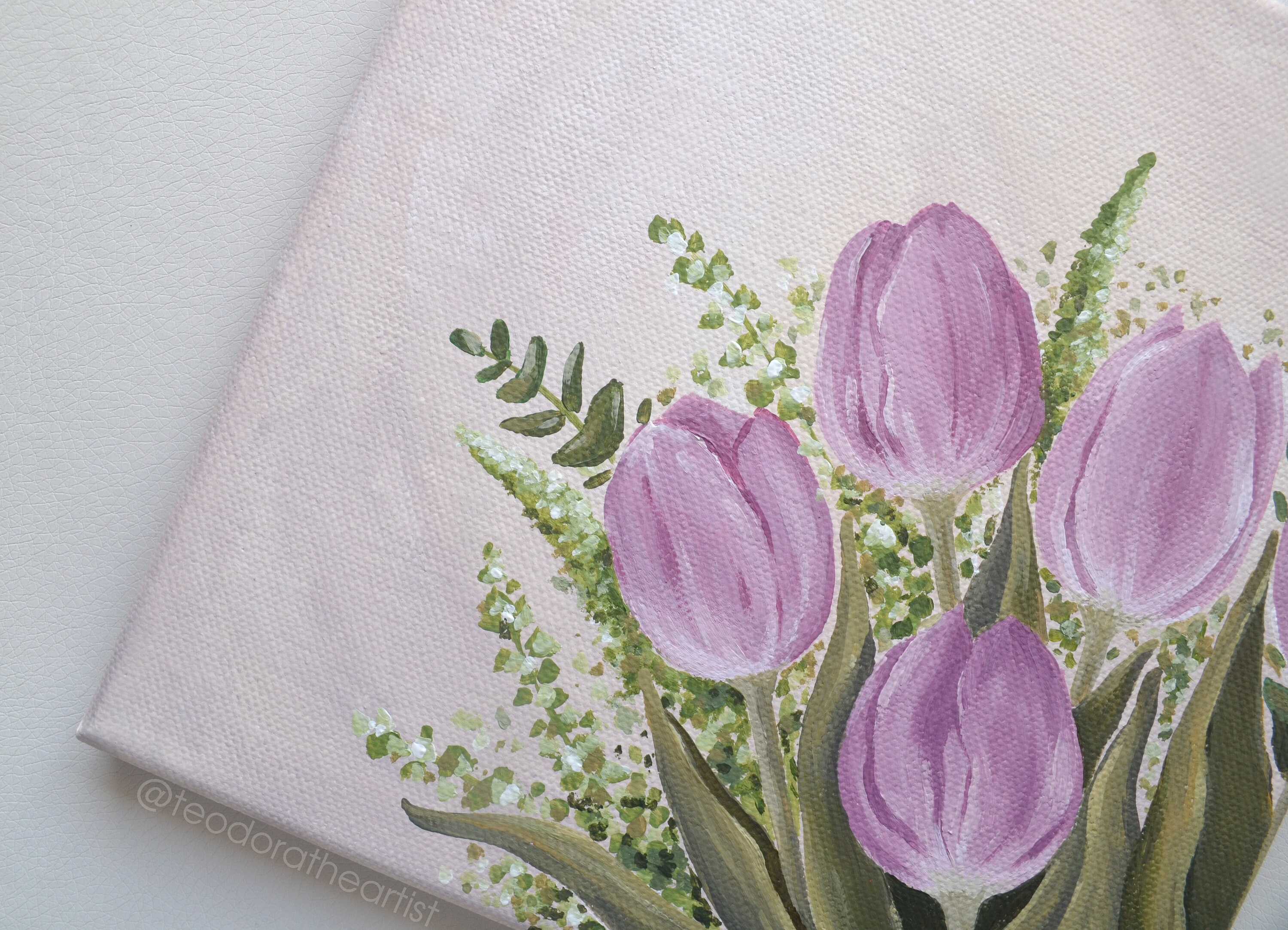 Original Acrylic Painting Tulip Flowers Floral Painting Tulip Wall Art ...