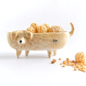 Ceramic Dog Planter Personalizated, Oval Shape and Four Legs. Ceramic Cat Flower Pot for Plants, Cactus or Suculents. Made to Order