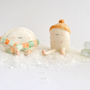 Winter Croqueta and Empanadilla Ceramic Figures by Ana Oncina. Cake Toppers. Ready to Ship image 10
