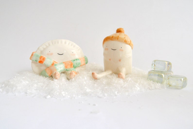 Winter Croqueta and Empanadilla Ceramic Figures by Ana Oncina. Cake Toppers. Ready to Ship image 10