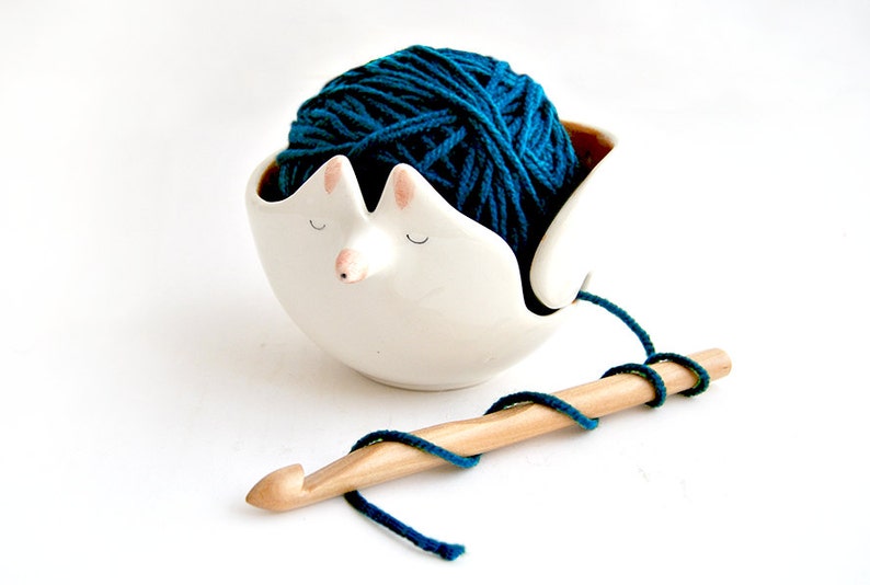 Ceramic Fox Yarn Bowl/ Knitting Bowl/ Crochet Bowl Decorated Etsy