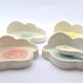 Ceramic Spoon Rest with Cloud Shaped in Blue, Green, Pink or Yellow Decoration. Ready to Ship 