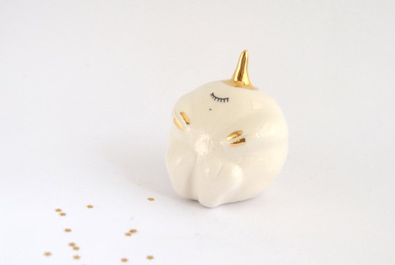 Ceramic Alien Figure in White Clay With 