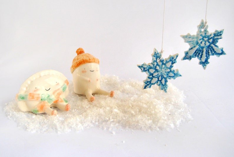 Winter Croqueta and Empanadilla Ceramic Figures by Ana Oncina. Cake Toppers. Ready to Ship image 9