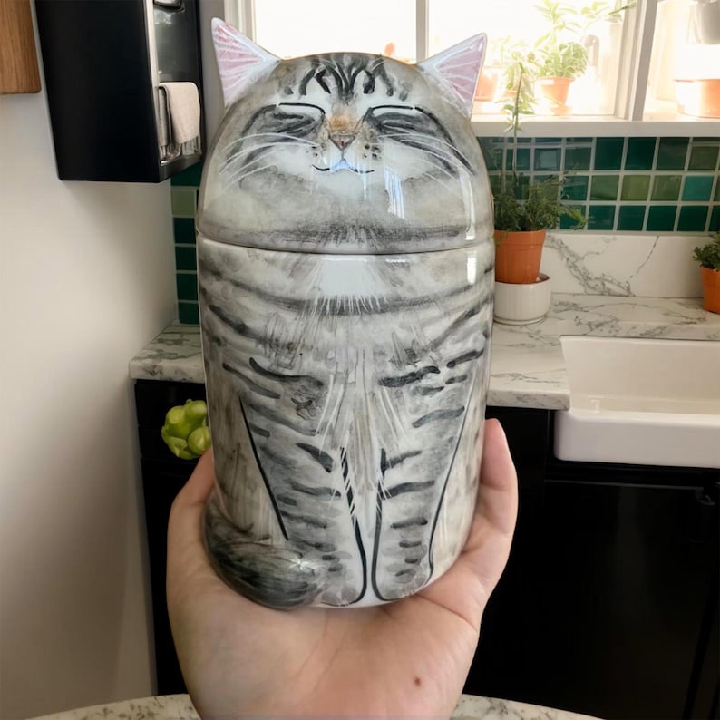 Personalized Cat Urn with CLOSED EYES. Semi-spherical Cover. With Name or without Name. Special Memory. Multipurpose Box. Made To Order image 12