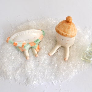 Winter Croqueta and Empanadilla Ceramic Figures by Ana Oncina. Cake Toppers. Ready to Ship image 8