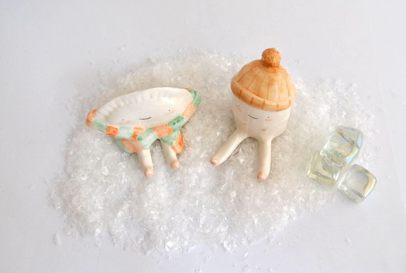 Winter Croqueta and Empanadilla Ceramic Figures by Ana Oncina. Cake Toppers. Ready to Ship image 8