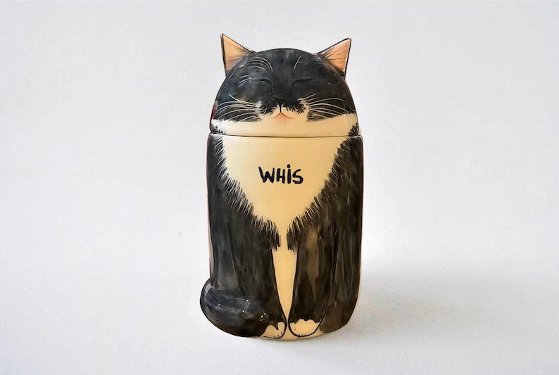 Personalized Cat Urn with CLOSED EYES. Semi-spherical Cover. With Name or without Name. Special Memory. Multipurpose Box. Made To Order image 13