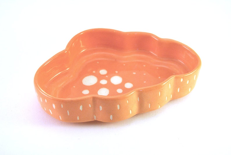 Ceramic Cloud Bowl in White Clay and Decorated in Green Color Etsy