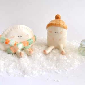 Winter Croqueta and Empanadilla Ceramic Figures by Ana Oncina. Cake Toppers. Ready to Ship image 2