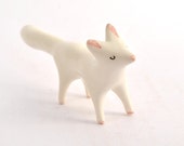Arctic Fox Ceramic Miniature, Arctic Fox Totem in White Clay. Ready to Ship