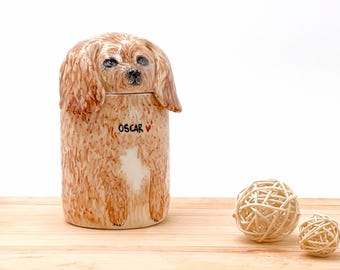 Personalized Dog Urn with OPEN EYES. Semi-spherical cover, with Name or without Name. Special Memory. Multipurpose Box. Made To Order