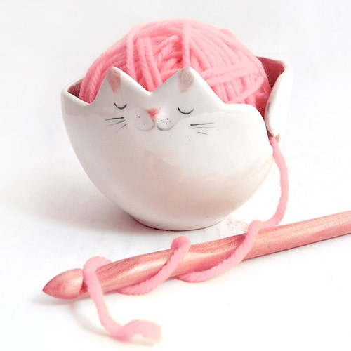 Ceramic Chubby Cat Yarn Bowl/ Knitting Bowl/ Crochet Bowl Etsy