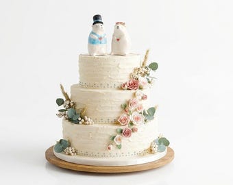 Personalized Ceramic Wedding Cake Toppers, Bride And Groom. Made To Order