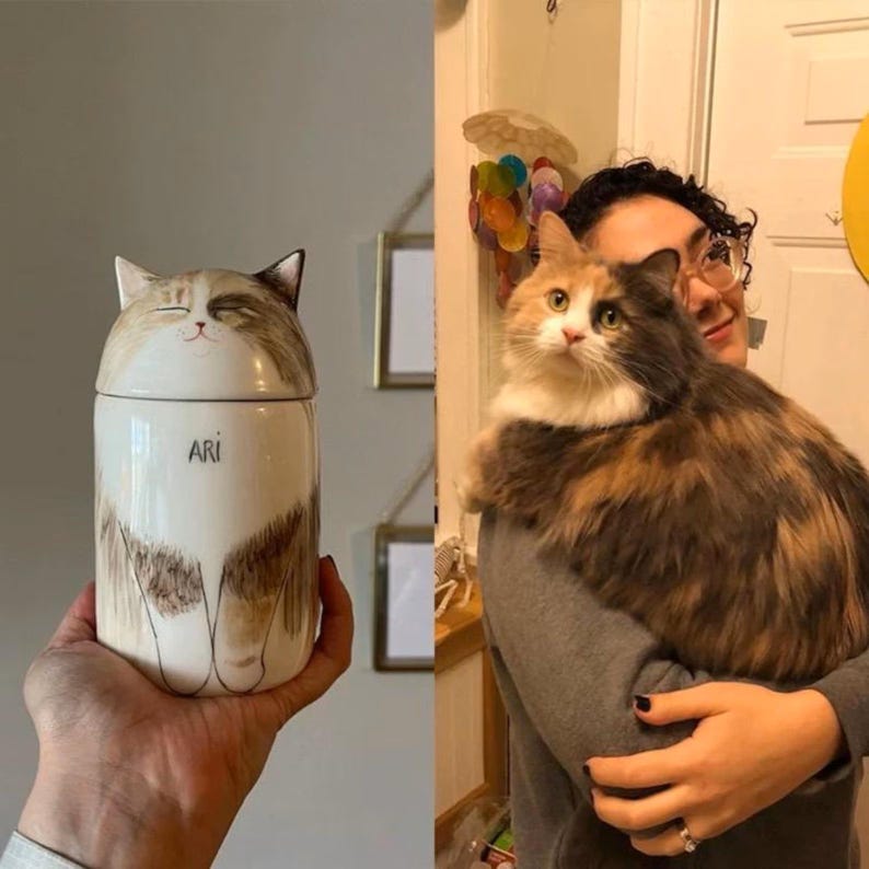 Personalized Cat Urn with CLOSED EYES. Semi-spherical Cover. With Name or without Name. Special Memory. Multipurpose Box. Made To Order image 11