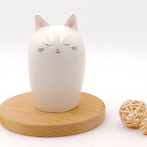 Minimalist White Cat Urn with Plug at the Bottom. With or Without Name. Special Keepsake. Multipurpose Box. Made to Order