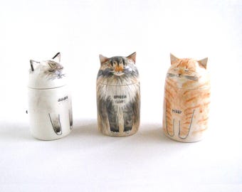 Personalized Cat Urn with CLOSED EYES. Semi-spherical Cover. With Name or without Name. Special Memory. Multipurpose Box. Made To Order