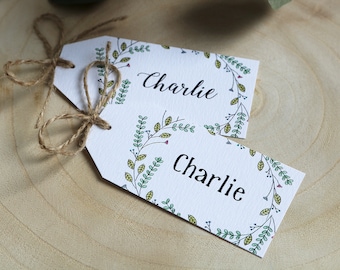 Rustic Floral Wreath, Botanical Wedding Place Card