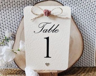 Dusky Pink Rose Wedding Table Number - Elegant, Vintage, Baby Shower