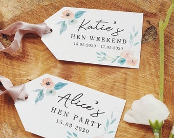 Rustic, Elegant, Pretty, Floral Hen Party Tags - Hen Party, Hen Party Bags, Hen Party Favours, Hen Weekend