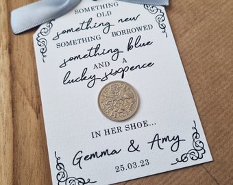 Echte Irische Sixpence-Münze Mit Karte – Traditionelles Brautgeschenk Für Den Hochzeitstag