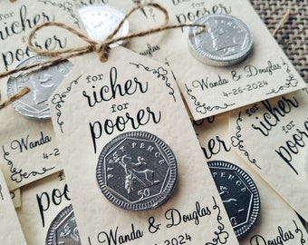 Personalised Chocolate Wedding Favour - 'For Richer For Poorer' Silver Chocolate Coin Wedding Favour, For Richer or Poorer