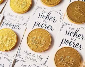 Personalised 'For Richer For Poorer' Chocolate Coin Wedding Favour - Wedding Guests, Gift, Favor