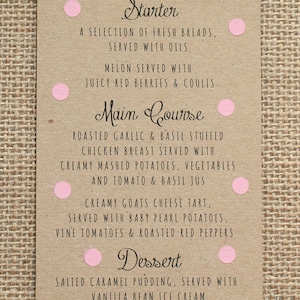 Pastel Polka Dot Menu Card image 1